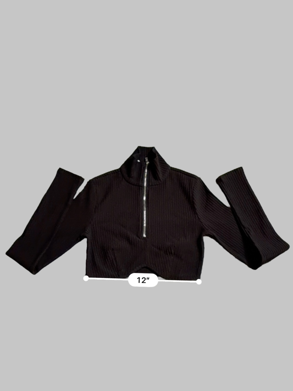 Forever 21 Front Zip Cropped Pullover - Black NWT - Picture 7 of 8